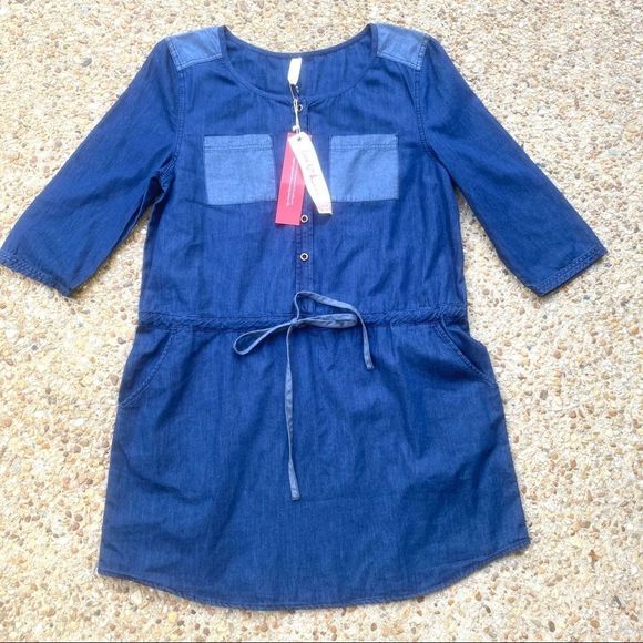 NWT Love, Hanna Jean Chambray Denim Dress L - Picture 1 of 11